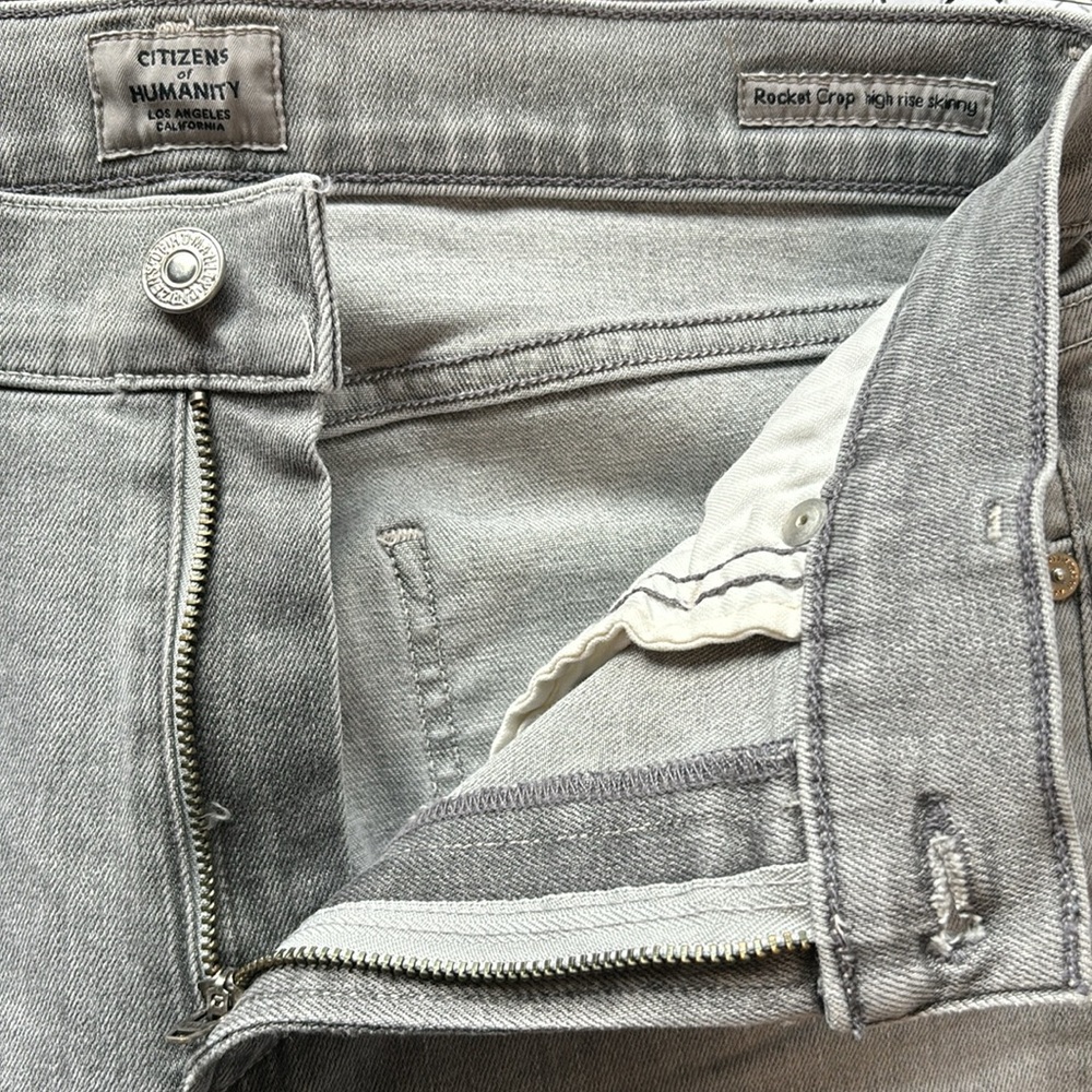 Citizens of Humanity Rocket Crop High Rise Skinny Grey Sz 28 Neutral Minimalist - Picture 8 of 13